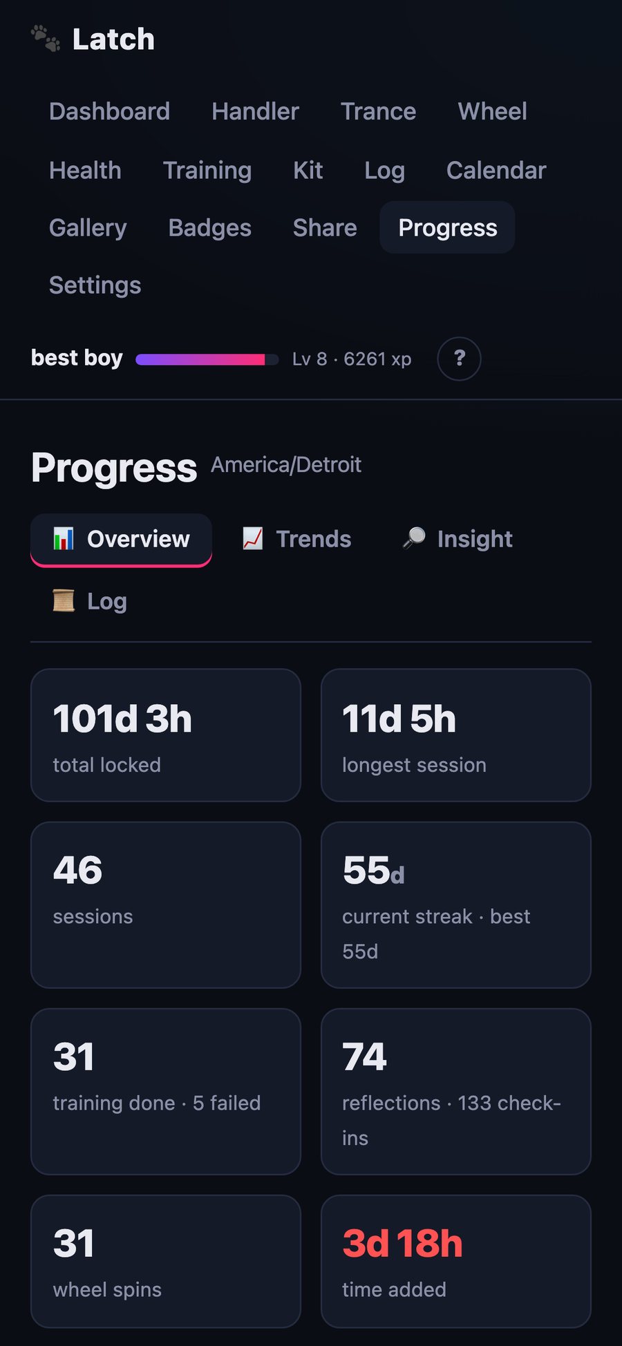 Progress page on a phone